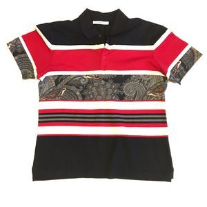 RARE Mens Givenchy Paris Striped Polo Black Red Paisley Size XXL 2X